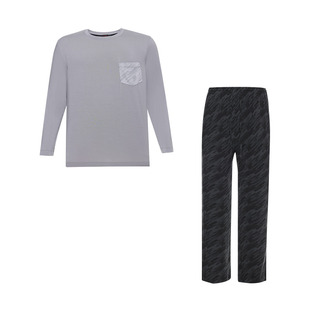 爱慕先生26春夏沁凉家居睡衣男外穿圆领套头长袖长裤套装NS43N293