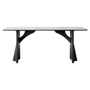 实木餐桌2025新款家用高端全托小户型现代简约长方形白色岩板餐桌