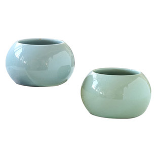 铜钱金钱草水养绿萝花瓶水培器皿植物容器陶瓷客厅办公桌面装饰品