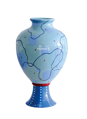 一匚 现代艺术创意高饱和陶瓷花器 样板间展厅售楼处展示架摆件