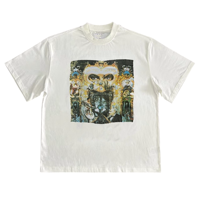 Michael Jackson复古艺术vintage古着撞色拼接质感学院风短袖T恤