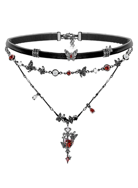 潮酷辣妹哥特风项链叠戴暗黑蝴蝶