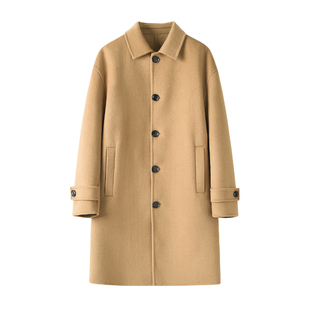 冬季韩版双面羊绒大衣男高端翻领宽松落肩中长款羊毛呢子风衣外套