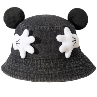 可爱超萌耳朵卡通牛仔渔夫帽女款防晒户外日系秋冬遮阳帽子男盆帽