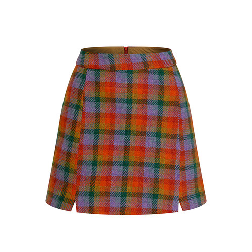 Chings 复古格纹毛呢半裙 高腰显瘦显腿长圣诞节氛围感包臀裙秋