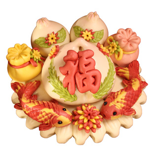 寿桃花馍祝寿80贺寿中式蛋糕多福添寿送老人60爷爷奶奶生日花饽饽