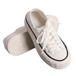 西町村屋休闲甜酷蕾丝小白鞋女新款简约纯色百搭厚底鞋XAAB20005