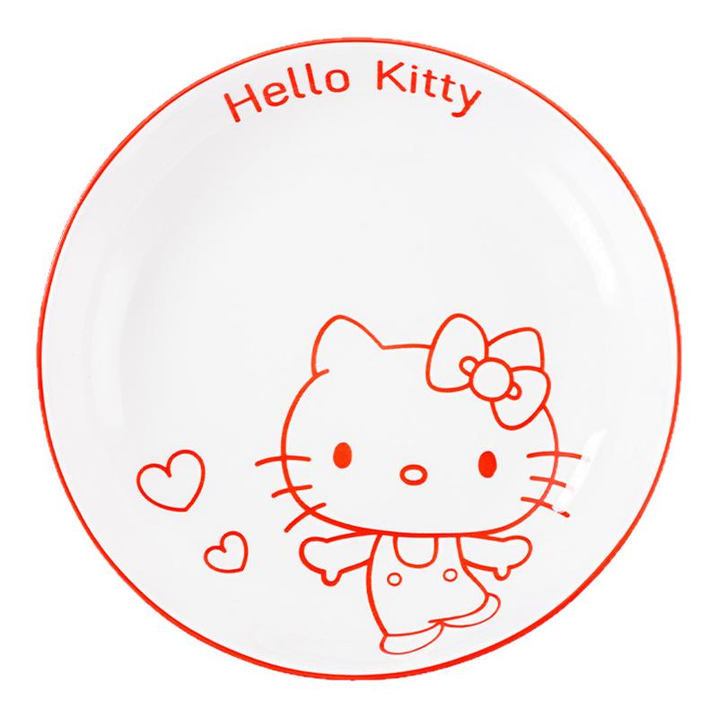 HelloKitty釉下彩陶瓷盘子圆形菜盘家用2025年新款可爱装菜碟深盘