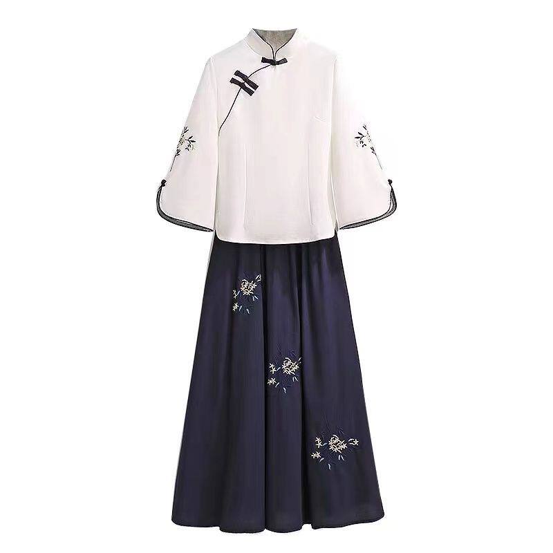 2025秋新款财神爷古筝合唱团服装男女款民族风舞蹈演出服时尚潮流