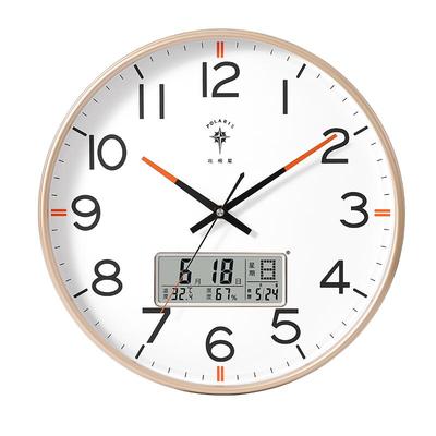 北极星整点报时钟表挂钟客厅2025新款时尚静音日历时钟挂墙石英钟