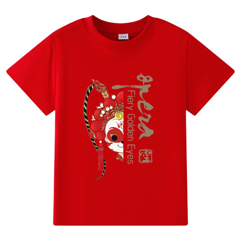 说唱京剧脸谱儿童t恤短袖纯棉