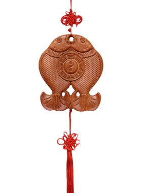 穿堂桃木双鱼富贵家居饰品