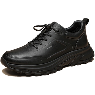 梦特娇头层牛皮老爹鞋潮鞋男鞋春季2026新款厚底增高运动休闲皮鞋