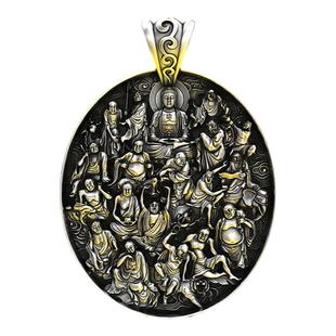 十八罗汉99纯银吊坠男个性潮本命佛项链男女足银霸气降龙伏虎银饰