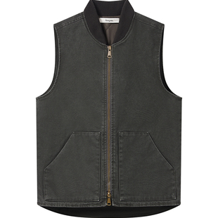 7AM10PM 灰色酵素夹棉棒球马甲女 叠穿坎肩无袖外套简约薄棉马甲