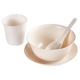 稻壳一次性碗筷餐具家用聚餐加厚可降解饭碗餐盘户外野餐露营套装