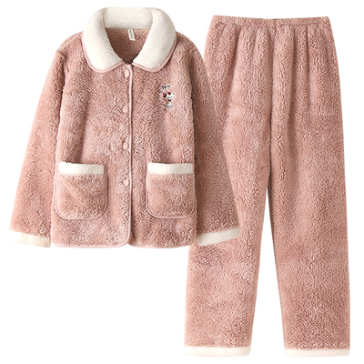 秋冬季珊瑚绒加厚加绒保暖睡衣