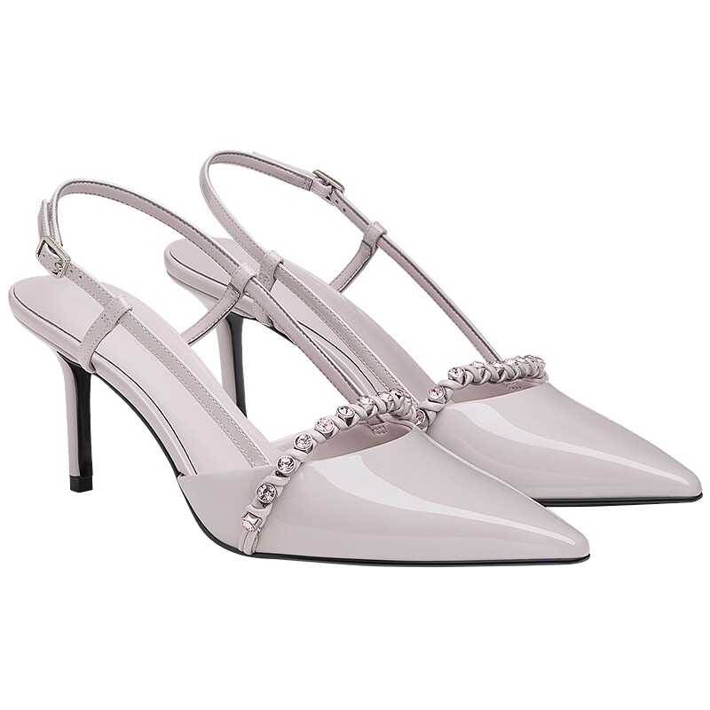 CHARLES&KEITH26秋季新款CK1-60580344优雅尖头闪钻细高跟鞋凉鞋