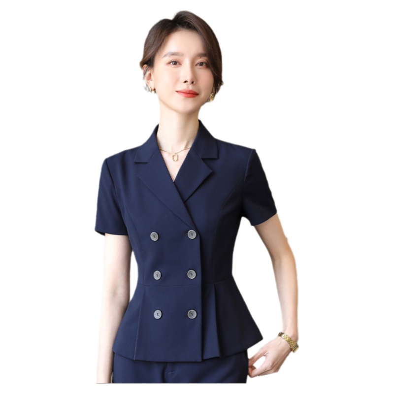 诗璐雅夏季短袖职业西装外套女