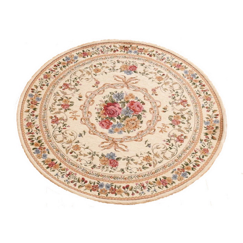 美式地毯客厅卧室床边毯欧式圆形电脑椅垫子玄关地垫吊篮化妆凳脚