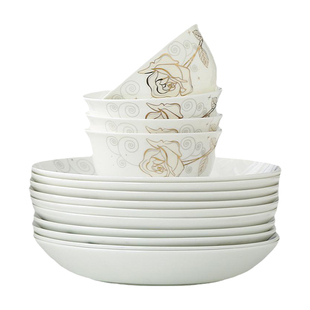 唐山骨瓷餐具套装碗碟盘子diy自选陶瓷碗盘面碗大碗家用瓷器组合