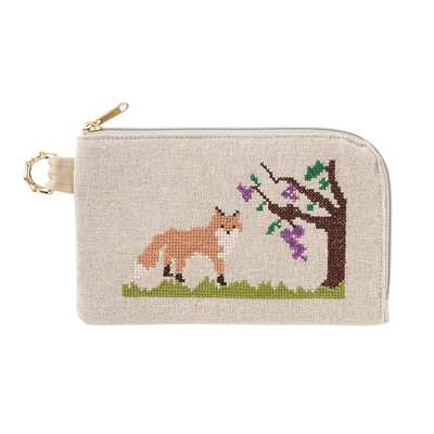 日本进口FELISSIMO童话十字绣零钱包钥匙卡多夹层药品收纳袋 清新