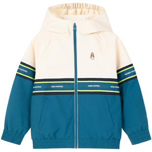 暇步士童装男童外套春季新款女大童休闲连帽夹克儿童宽松撞色上衣