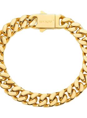 LUCKJAY18K金色古巴手链欧美男女