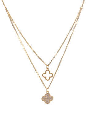 2026新款轻奢半双层四叶花项链