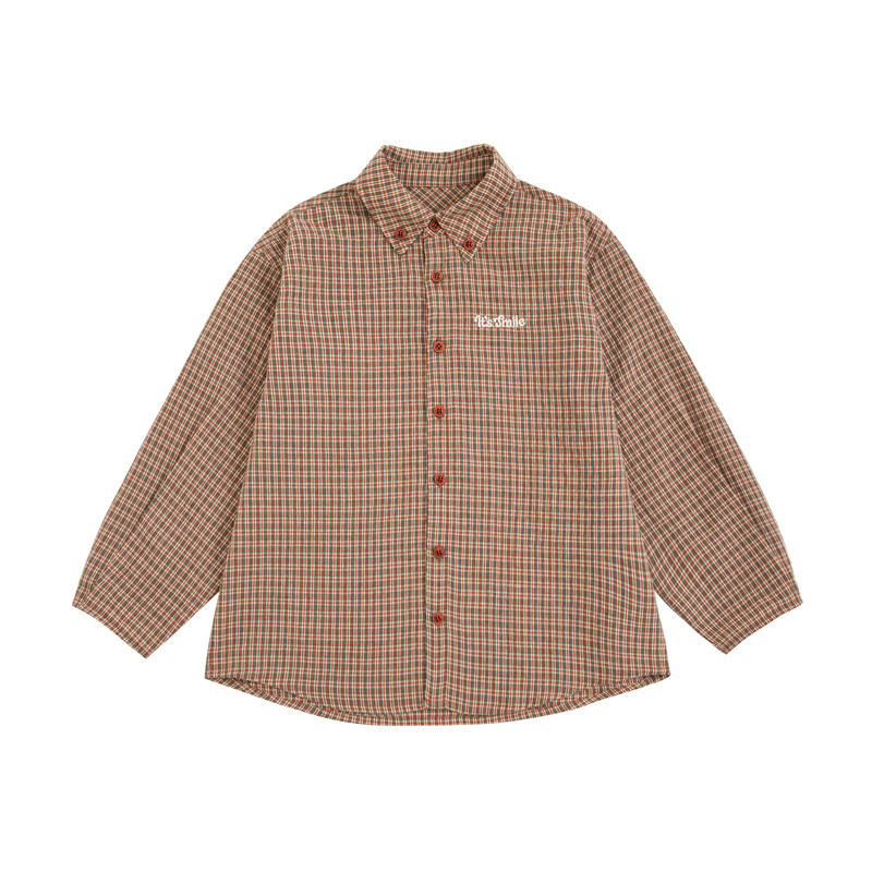Its smile 「正式的自在」复古水洗做旧格纹衬衫男童女童秋季新款