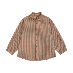 Itssmile童装儿童长袖衬衫春2026新款男女童格子上衣男孩百搭春装