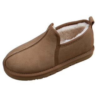 纯羊毛包跟拖鞋男女冬季新款简约轻便舒适皮毛一体居家保暖棉拖鞋
