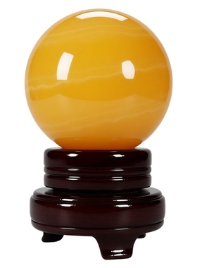黄玉风水球摆件水晶球