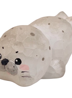 手工木雕滑板车海豹摆件