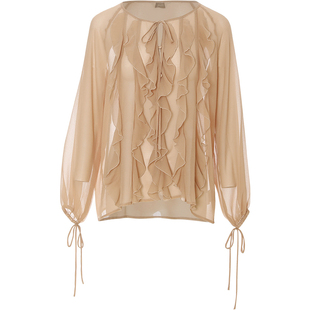 从那以后法式雪纺衫海岛度假风穿搭高级感罩衫长袖上衣v领女夏季