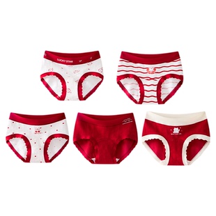 女童本命年红色内裤儿童纯棉全棉a类三角短裤头宽松12岁马年2026