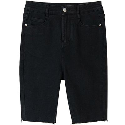 urlazh/有兰黑色牛仔骑行裤