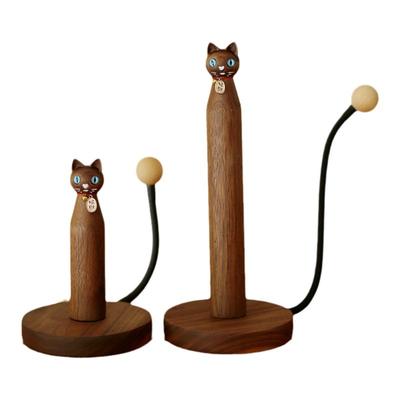 北美黑胡桃木整木猫咪厨房纸巾架实木桌面创意包邮