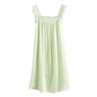 美标春夏真丝100%桑蚕丝性感睡衣女款丝绸吊带睡裙蕾丝家居服公主