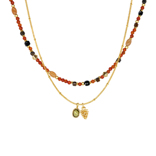 LAZY CIRCLES红运满满松果套组项链通勤女新年红礼物叠戴锁骨链