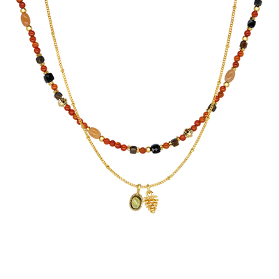 LAZY CIRCLES红运满满松果套组项链通勤女新年红礼物叠戴锁骨链