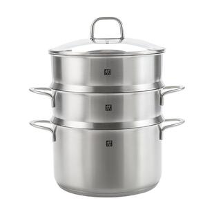 双立人汤锅蒸笼不锈钢蒸锅蒸屉家用多层电磁炉燃气蒸煮0涂层锅具