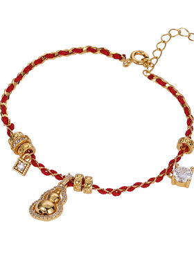 新中式国风红绳编织葫芦手链女