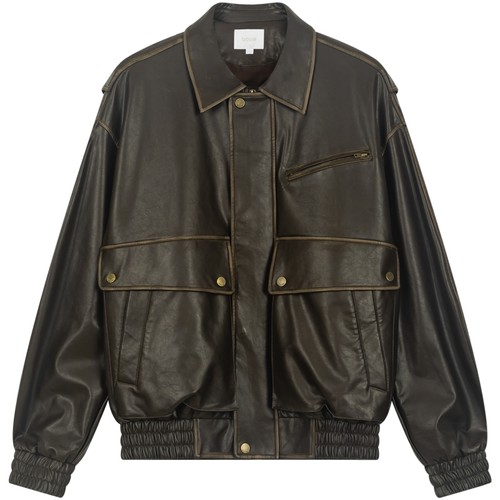 bosie伯喜2025年秋季新款复古做旧水洗pu皮衣外套男情侣夹克百搭