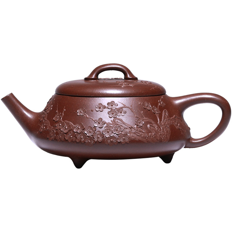 和泥有缘复古紫砂泥绘梅花茶壶