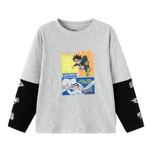 商场同款巴拉巴拉男童长袖t恤中大童假两件上衣春秋款童装纯棉潮t