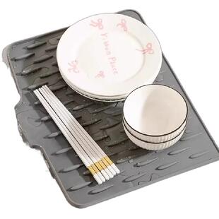 硅胶沥水垫水槽导流式厨房果蔬碗碟滤水干燥垫家用台面菜板固定垫