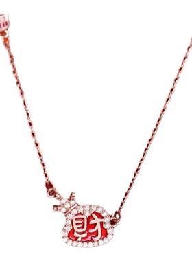 银奥女999纯银财财皇冠项链