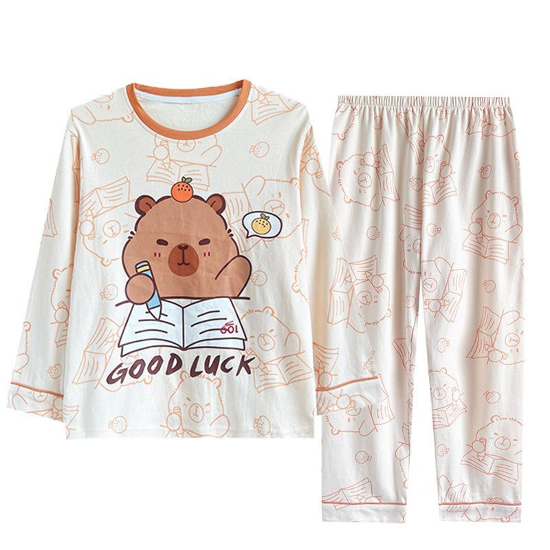 2025新款儿童睡衣男童春秋长袖纯棉薄款男孩中大童卡皮巴拉家居服