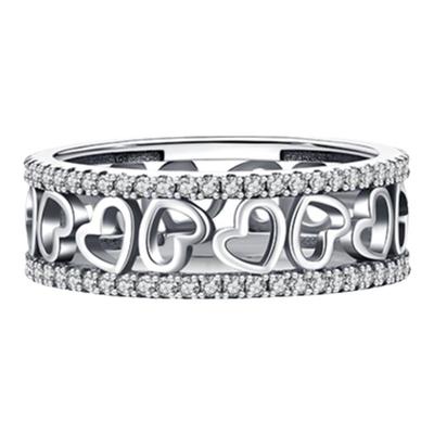 925纯银欧美复古镂空爱心戒指